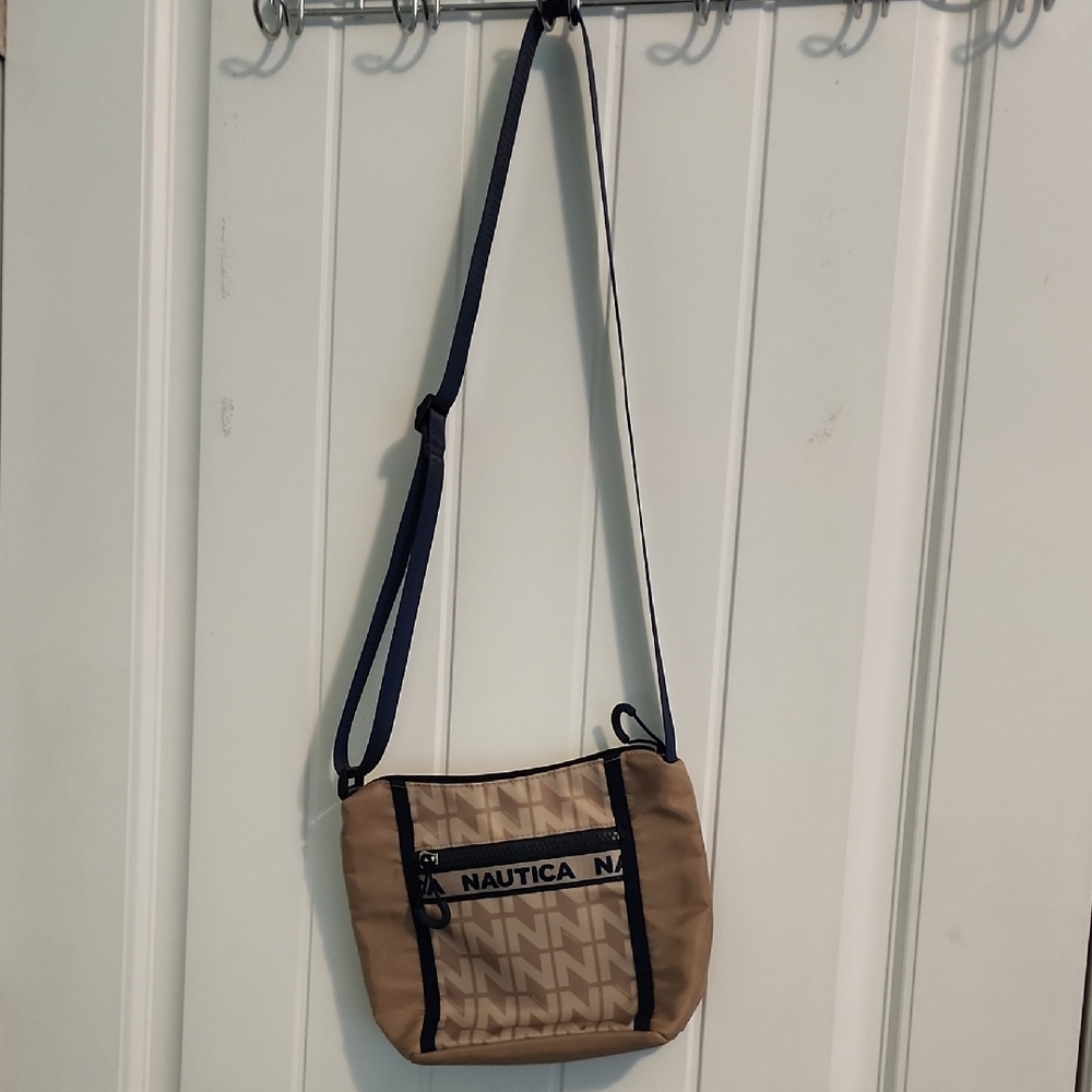 Nautica Tan and Blue Messenger Bag with Adjustable Strap (N14)